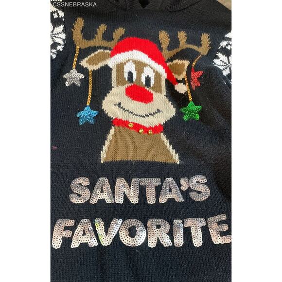 NOBO Black Women's Christmas Hoodie Sweater Santa’s Favorite -‎ Size S/CH 3-5 - Picture 4 of 6